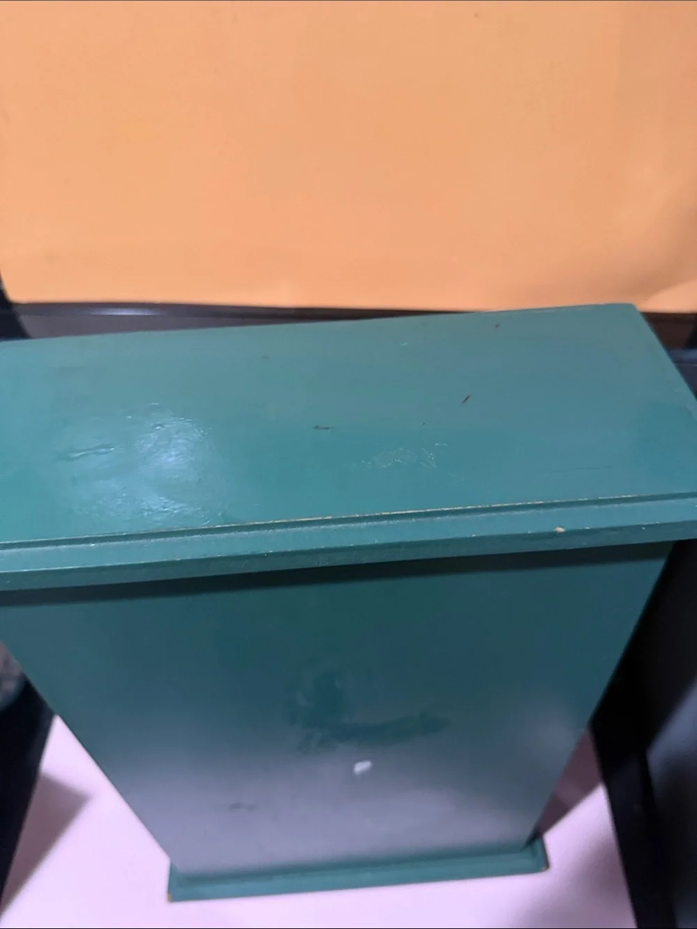 Hand-Painted Green and Cream Floral Six-Drawer Organizer - 15”x9” - drawers 4”x